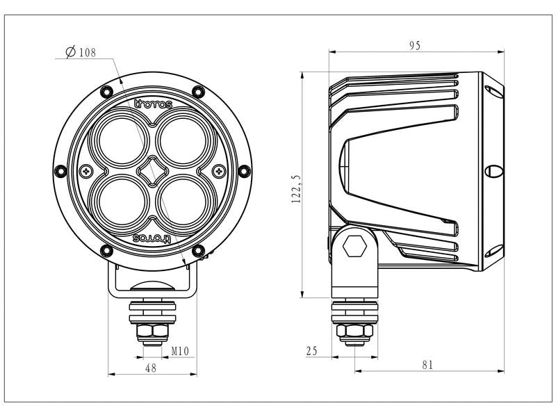 Farol de trabalho LED (Cree Alta Potencia), CISPR 25: Class 3, 4300 Lumens, 10-60V (S.164166)