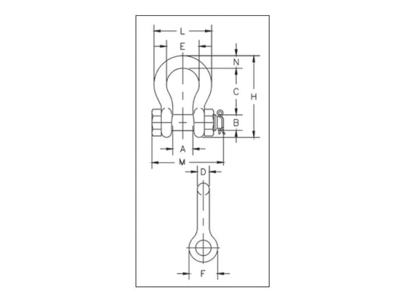 Manilha de âncora tipo parafuso G2130 - Carga de trabalho segura: 1 1/2T, Tamanho:11.11mm (S.164969)