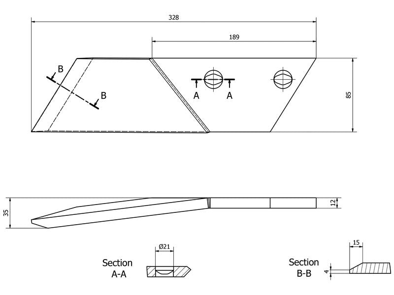 Bico - Esq., Espessura: 12mm, (Agrolux, Kongskilde, Overum) Aplicavel em: 41659461009 (S.166116)