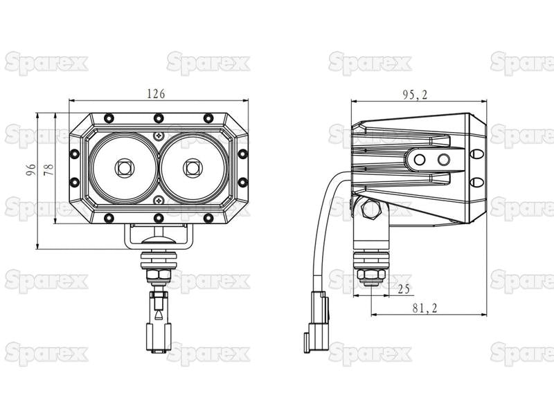 LED Farol LED, CISPR 25: Class 3, Esq./Dt. (Spot Beam), 4000 Lumens, 9-36V (S.166698)