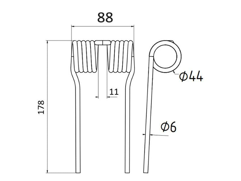 Mola Comp:178mm, Larg:88mm, Ø6mm - para John Deere Aplicavel em: LCA108554 (S.166723)