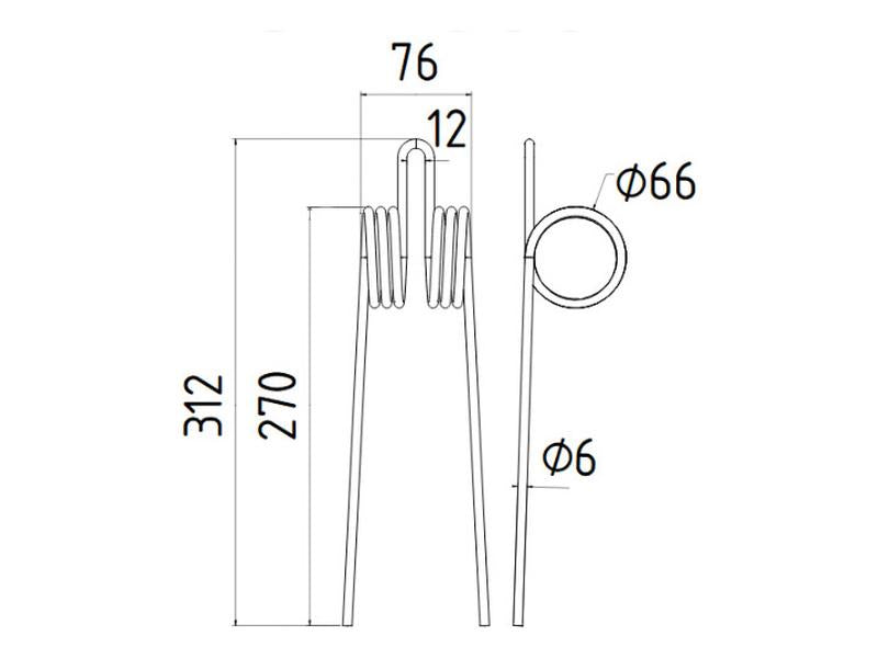 Mola - Ø6mm, Comp: 312mm Aplicavel em: 80201010001 (S.166749)