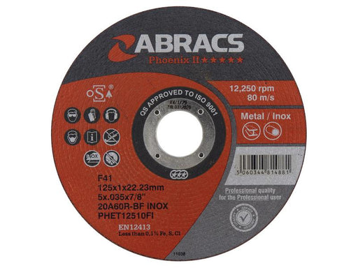 Disco de corte Ø125 x 1 x 22.23mm 20A46RBF (S.171375)