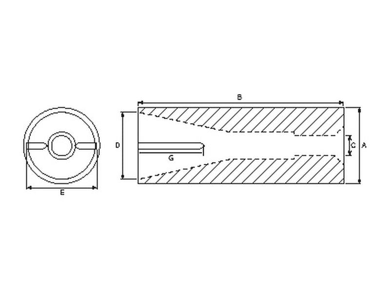 Casquilho bico do carregador frontal - Ø50 x 110mm (Cone 1 - avec rainure de blocage) (S.19835)
