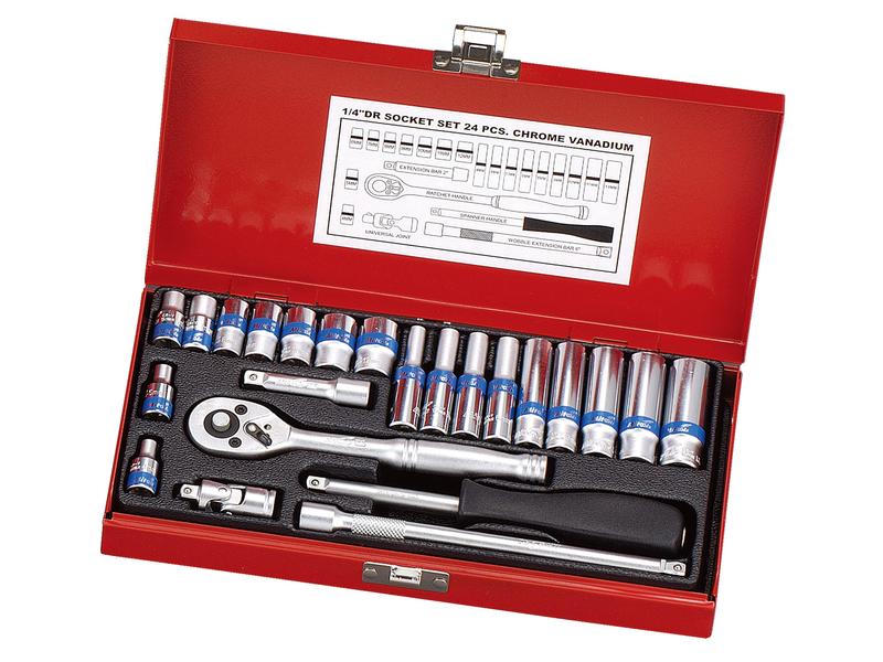 1/4'' Jogo chaves caixa roquete (24pcs.) (S.20399)