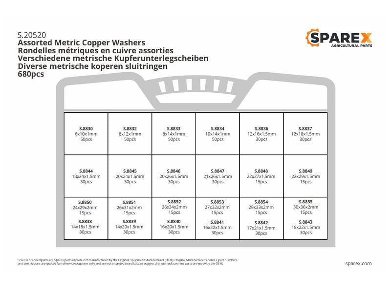 caixa 680 un. Anilha cobre métrica (S.20520)