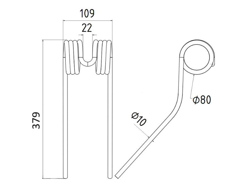 Mola - Esq./Dt. - Comp:380mm, Larg:105mm, Ø10mm - para Deutz-Fahr, Vicon Aplicavel em: 16607564 (S.21307)