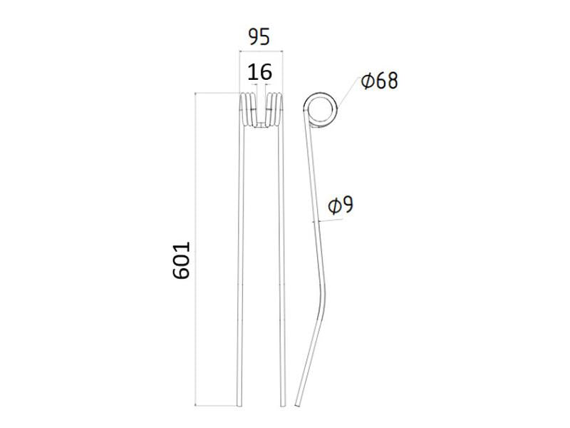 Mola Comp:580mm, Larg:88mm, Ø9mm - para Deutz-Fahr, Vicon Aplicavel em: 16606394 (S.21308)
