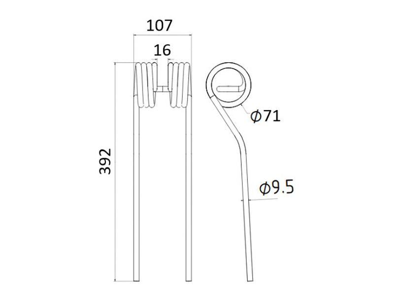 Mola Comp:390mm, Larg:102mm, Ø9.4mm - para Agram, Gallingnani Aplicavel em: 821039 (S.21314)