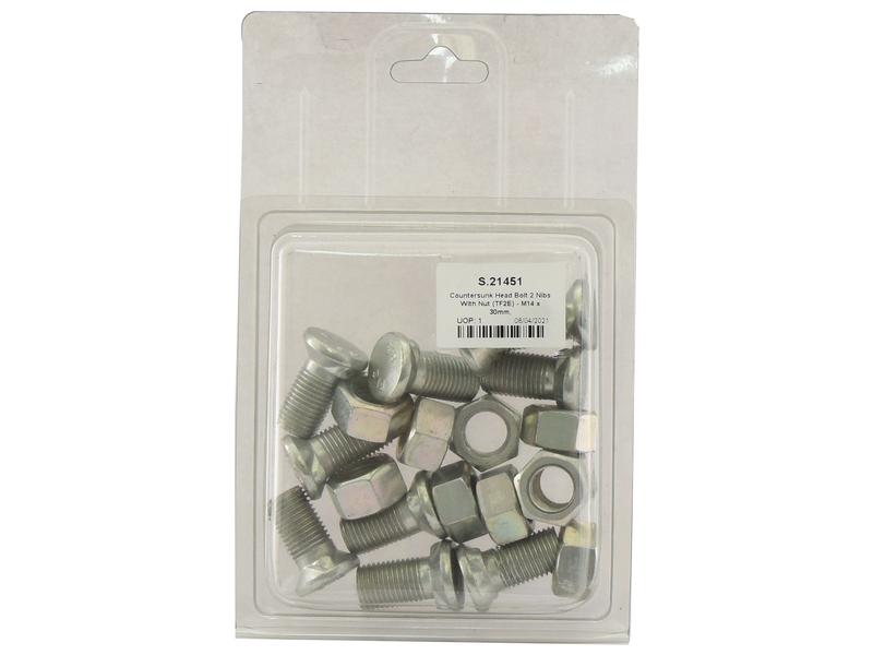 Parafuso c/porca - M14 x 30mm, Resistência à tração 8.8 (10 un. Agripak) (S.21451)