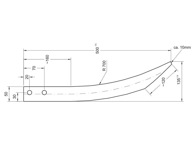 Bico - curvo 500mm, (plano) Aplicavel em: 55331 (S.21532)