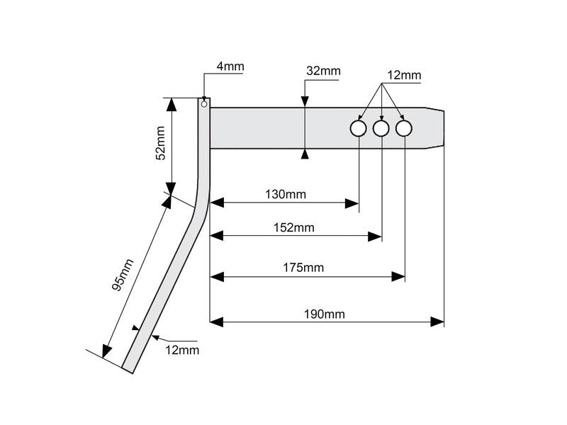 Cavilha 32x130-152-175mm Cat.3 (Ø32mm) (S.21662)