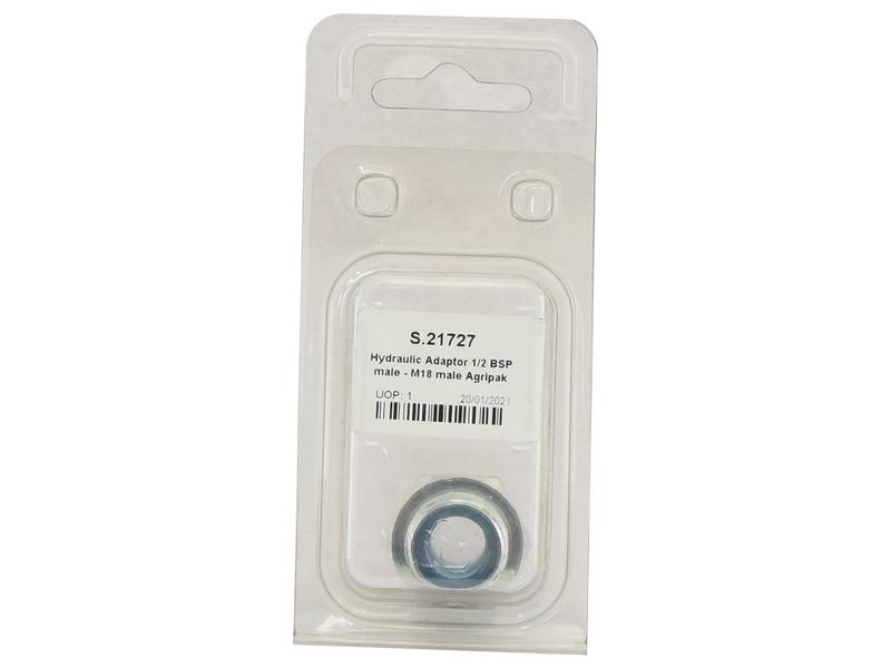 Agripak Adaptador hidráulico M18 x 1.50 Métrica Macho x 1/2'' BSP Macho (S.21727)