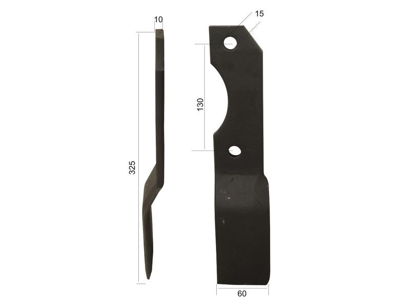 Faca Dt. 60x10mm Altura: Centros de orifícios em: 130mm. Orifício Ø: 15mm. para Alpego Aplicavel em: D00543 (S.21984)