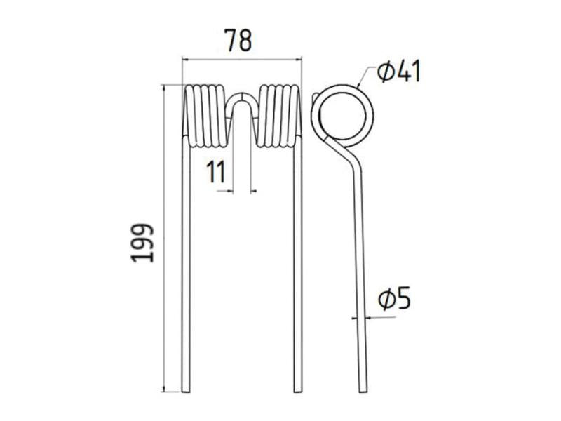 Mola Comp:199mm, Larg:78mm, Ø5mm - para Massey Ferguson Aplicavel em: 585136M1 (S.22301)