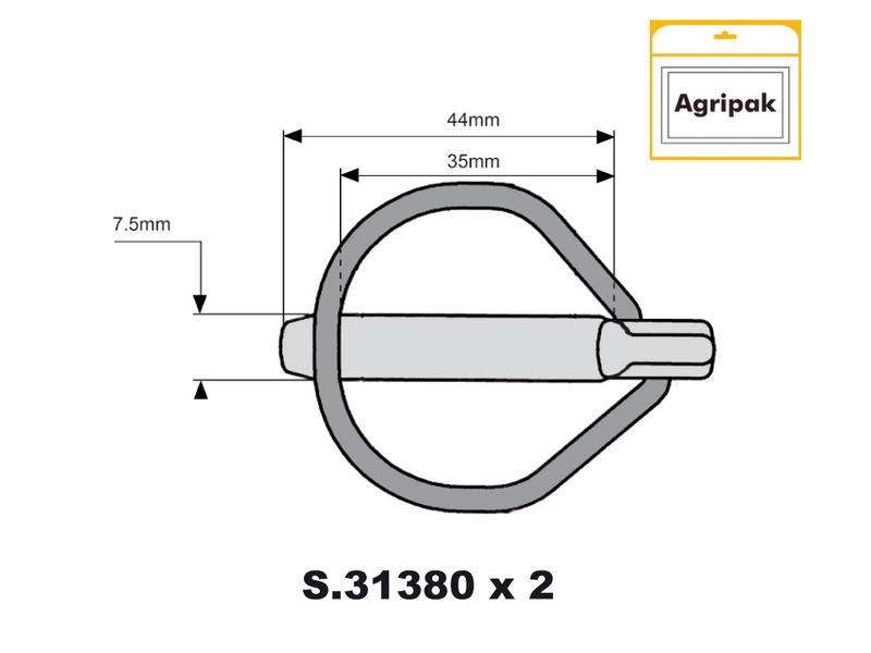 Agripak 2 un. Cavilha, 7.5mm x 44mm (S.22536)