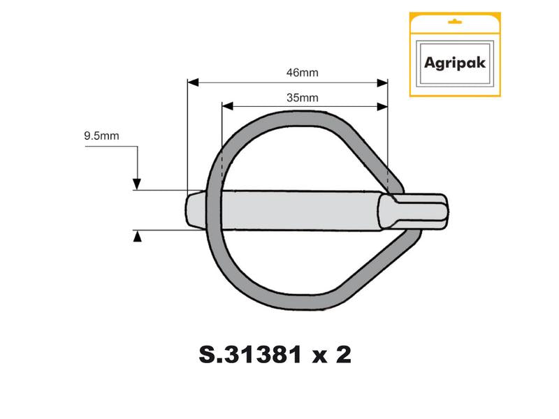 Agripak 2 un. Cavilha, 9.5mm x 46mm (S.22537)
