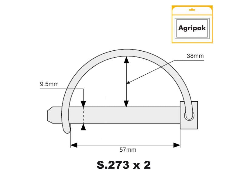 Agripak 2 un. Cavilha 9.5mm x 57mm (S.2273)