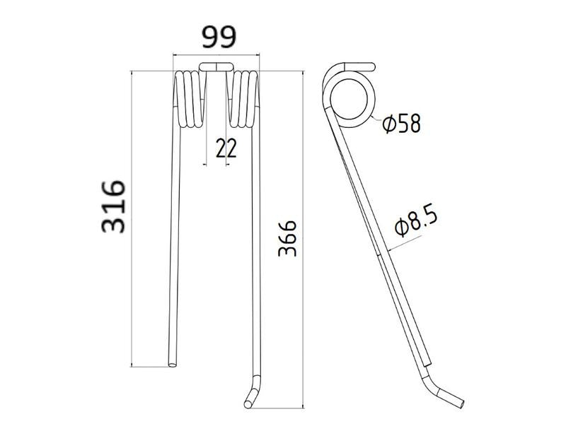 Mola - Esq. - Comp:365mm, Larg:90mm, Ø8mm - para Lely Aplicavel em: 4.1023.0457.0 (S.22836)