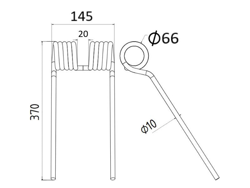 Mola - Esq./Dt. - Comp:375mm, Larg:145mm, Ø10.5mm - para Claas, Bautz Aplicavel em: 9569070 (S.22838)