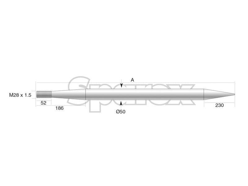 Bico - Direita 880mm, Tamanho da rosca: M28 x 1.50 (Redondo) (S.22890)