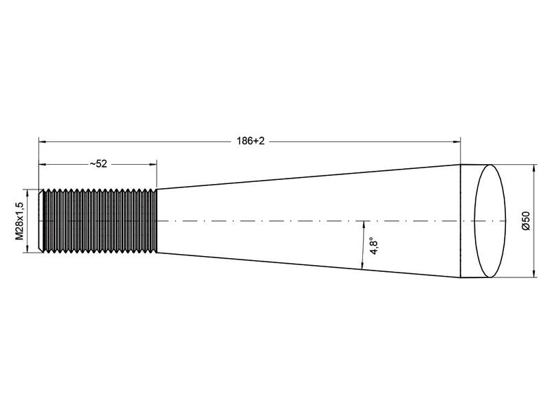 Bico - Direita 880mm, Tamanho da rosca: M28 x 1.50 (Redondo) (S.22890)