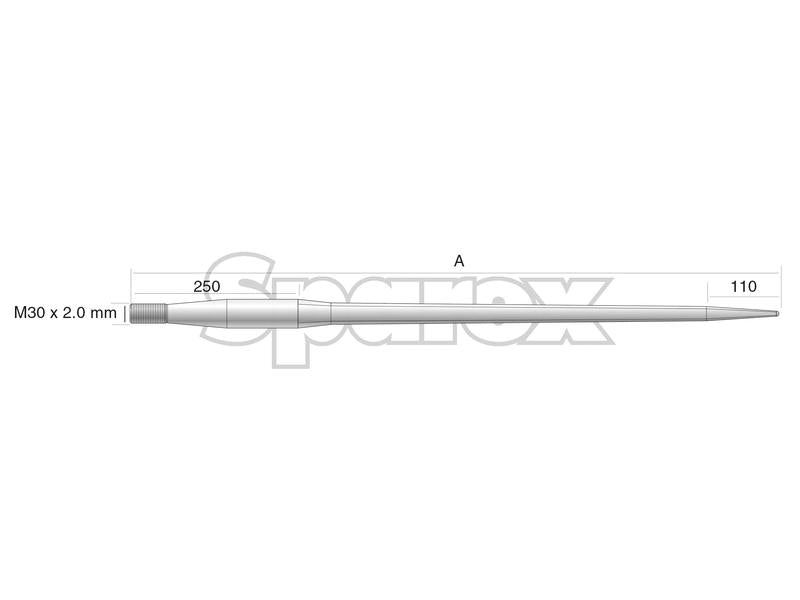 Bico - Direita 810mm, Tamanho da rosca: M30 x 2.00 (Quadrado) Aplicavel em: KK241160M30 (S.22947)