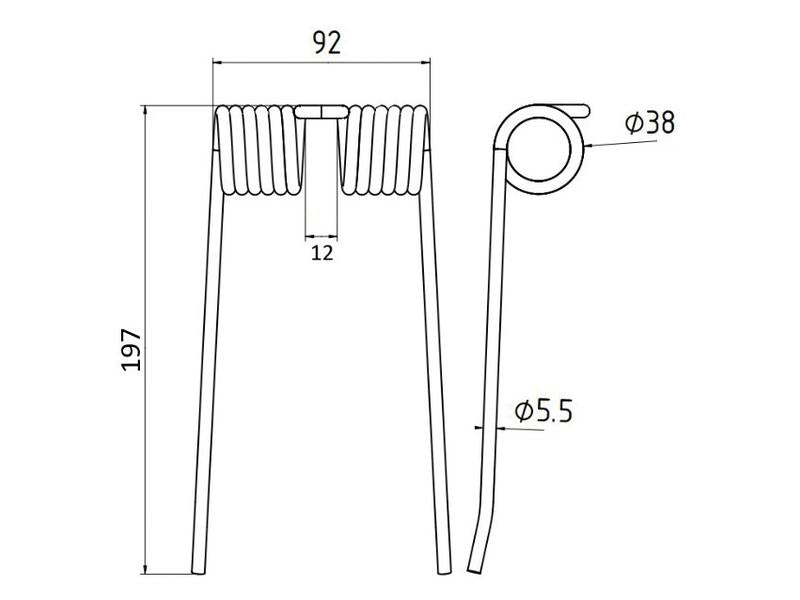 Mola Comp:197mm, Larg:92mm, Ø5.5mm - para Hesston, Massey Ferguson, New Holland Aplicavel em: 700706128 (S.22953)