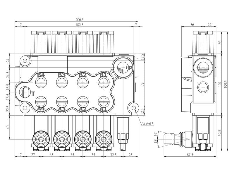 Sparex Valvula Monobloco 1/2'' BSP Portas 4 Via (60 L/min Taxa de fluxo) (S.24467)