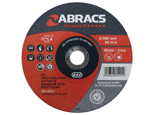 Disco de corte - Metal INOX Ø180 x 1.6 x 22.23mm 20A46RBF (S.24900)