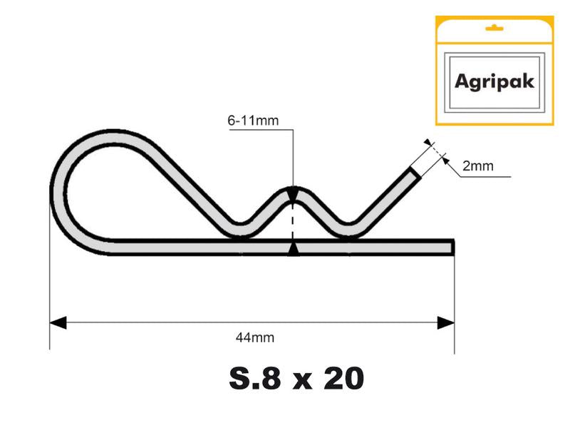 Agripak 20 un. cavilhas tipo R, 2 x 44mm (S.25808)