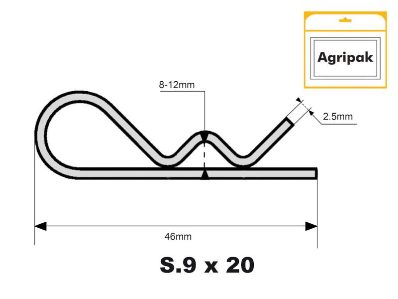 Agripak 20 un. cavilhas tipo R, 2.5 x 46mm (S.25809)
