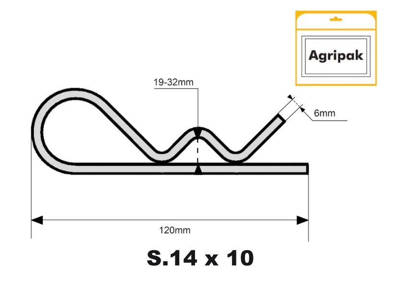 Agripak 10 un. cavilhas tipo R, 6 x 120mm (S.25814)