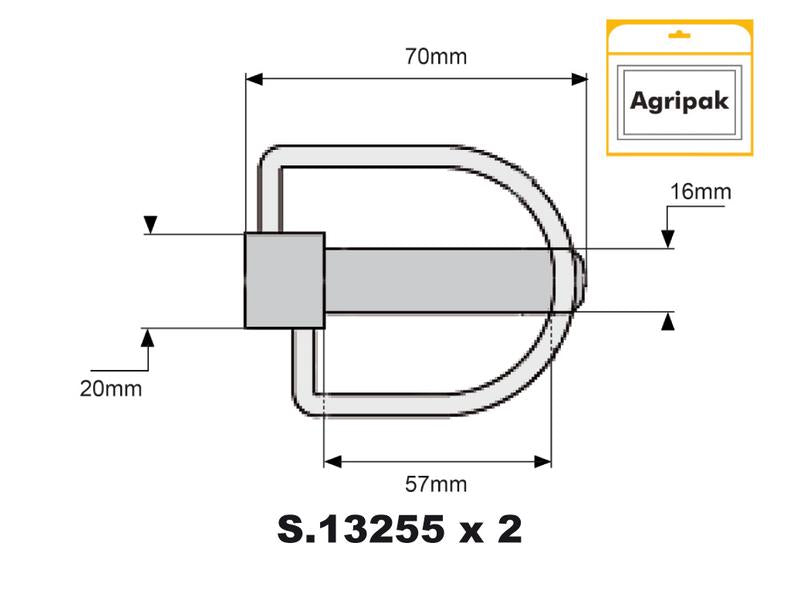 Agripak 2 un. Cavilha estabilizador 16mm x 70mm (S.25861)