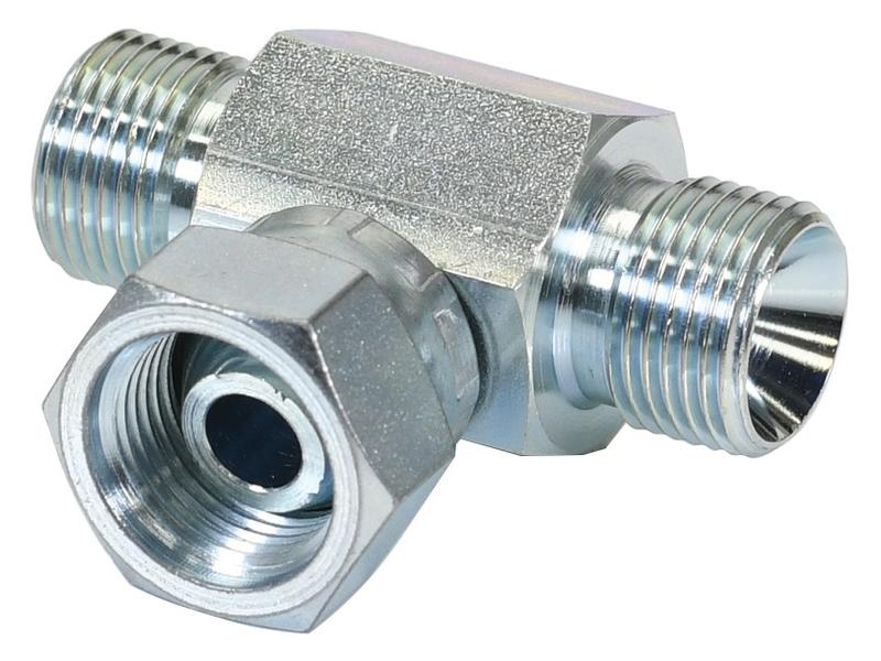 Peça hidráulica em T 3/8'' BSP Macho x 3/8'' BSP Macho x 3/8'' BSP Fêmea giratória (S.26519)