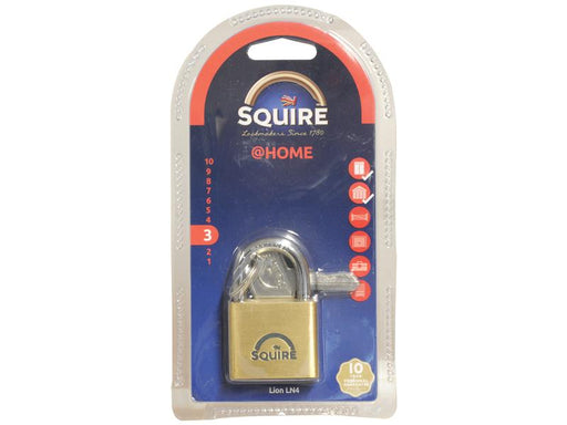 Squire Solid Brass Lion Range Padlock - Brass, Largura da estrutura em: 39.5mm (Classificação de segurança: 3) (S.26759)