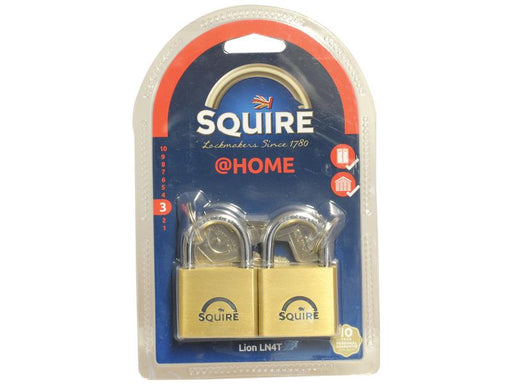 Squire Solid Brass Lion Range Padlock - Brass, Largura da estrutura em: 39.5mm (Classificação de segurança: 3) (S.26760)