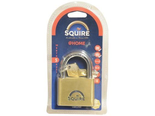 Squire Solid Brass Lion Range Padlock - Brass, Largura da estrutura em: 60mm (Classificação de segurança: 5) (S.26764)