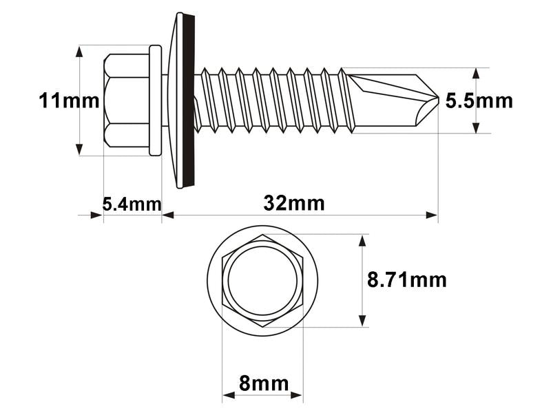 Parafuso cabeça hexagonal, Tamanho da rosca: 5.5x32mm (DIN 7504K) (S.27052)
