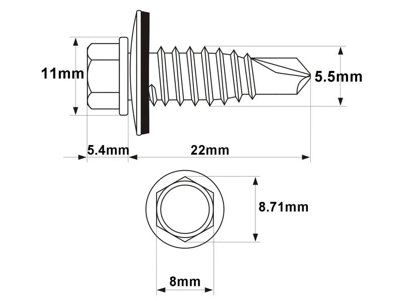 Parafuso cabeça hexagonal, Tamanho da rosca: 6.3x22mm (DIN 7504K) (S.27064)