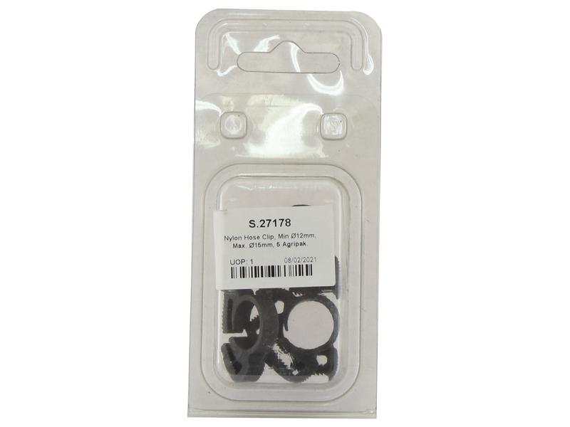 Agripak 5 un. Abraçadeira de nylon, Diâmetro minimo12mm, Diâmetro máximo15mm (S.27178)