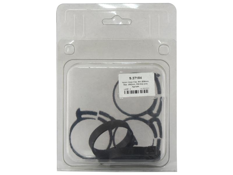 Agripak 5 un. Abraçadeira de nylon, Diâmetro minimo38mm, Diâmetro máximo42mm (S.27184)