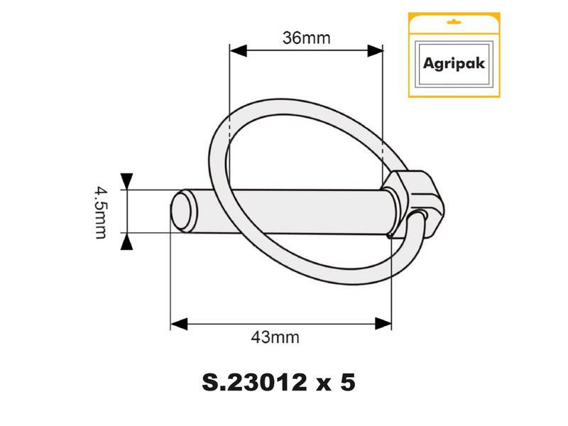Agripak 5 un. Cavilha de mola 4.5mm x 43mm (S.27193)