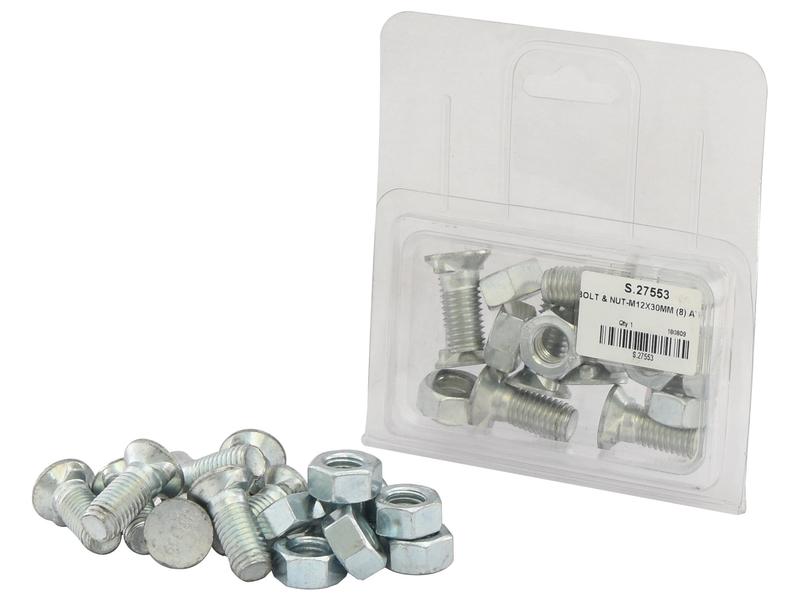 Parafuso c/porca - M12 x 30mm, Resistência à tração 8.8 (8 un. Agripak) (S.27553)