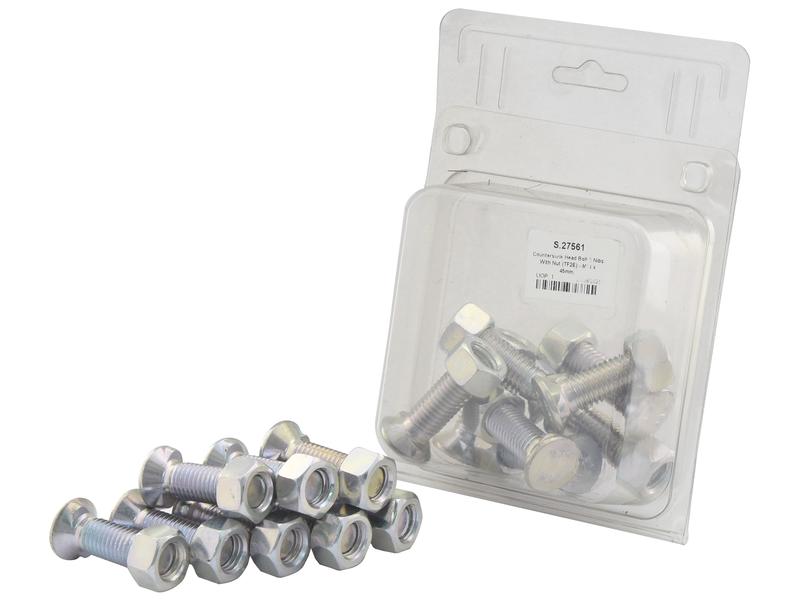 Parafuso c/porca - M14 x 45mm, Resistência à tração 8.8 (8 un. Agripak) (S.27561)