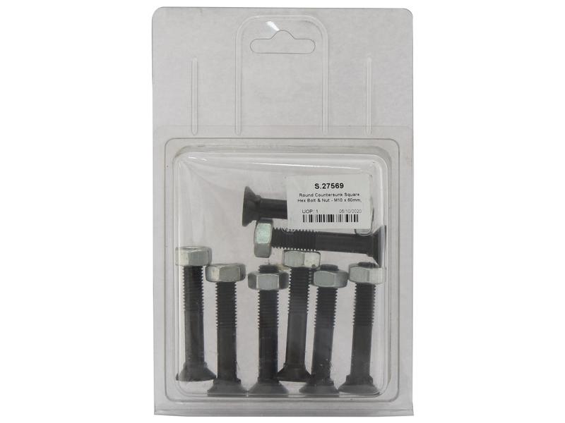 Parafuso c/porca - M10 x 60mm, Resistência à tração 8.8 (8 un. Agripak) (S.27569)
