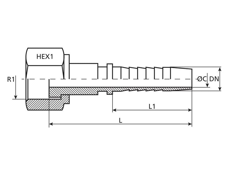 Dicsa Racord ORFS 1/4'' x 9/16'' Rosca fêmea Direito (S.28732)