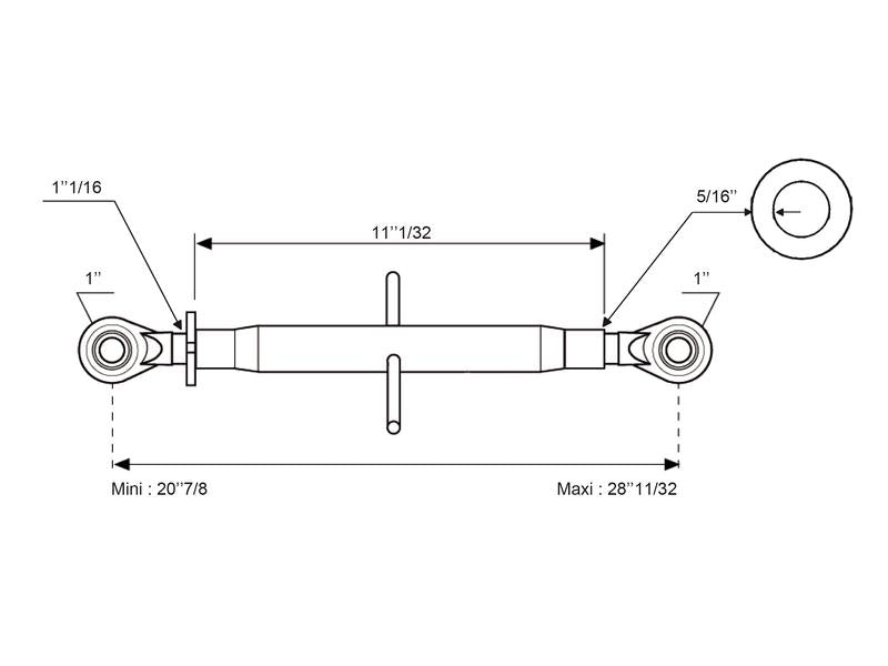 3º ponto (Cat.2/2 (Ø25/25mm)) Comprimento minimo 530mm (S.28781)