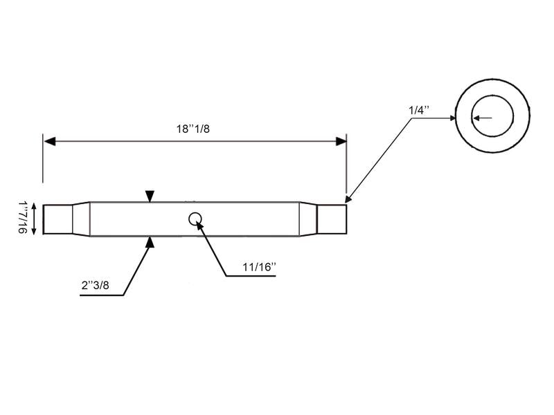 Tubo de 3º ponto - M36 x 3.00 Métrico - 460mm (S.29323)