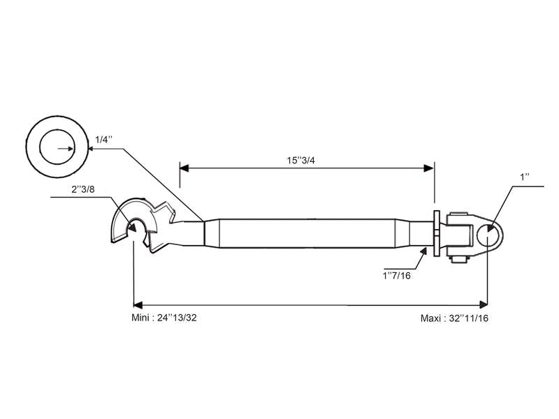 3º ponto (Cat.2/3 (Ø25/32mm)) Articulação e Gancho, M36 x 3.00, Comprimento minimo: 620mm. (S.29780)
